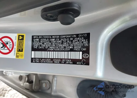 2013 Lexus Es 350 z USA, uszkodzony, nr VIN JTHBK1GGXD2043359